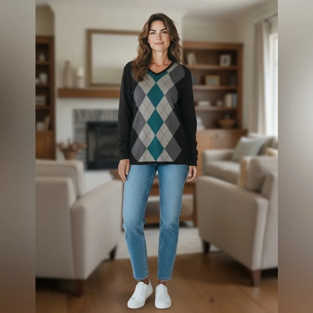 Croft and Barrow Argyle Sweater Medium